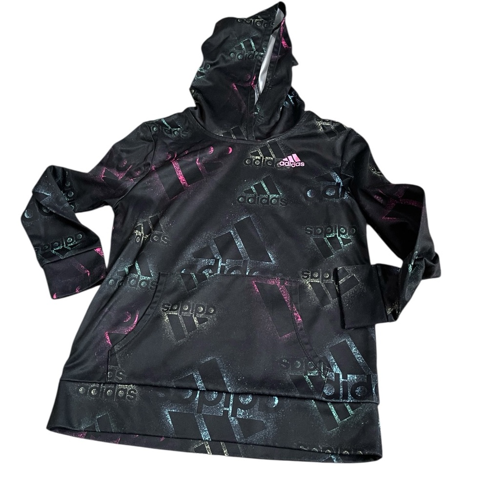girls Adidas hoodie/ pullover black size 14